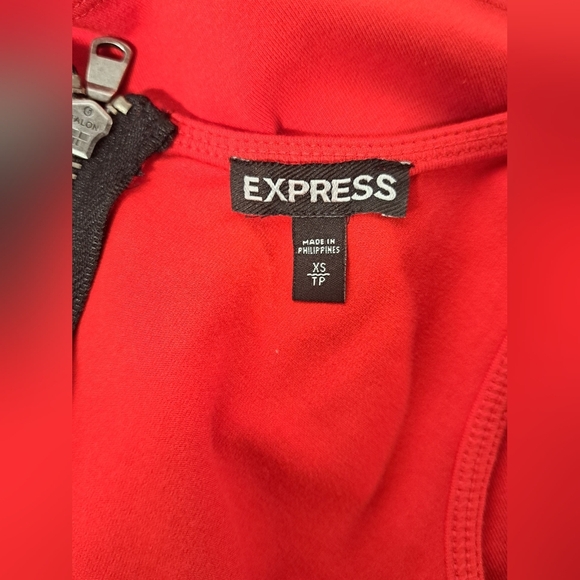 Express XS Red Peplum Top Stretch Zipper Back Excellent Condition - Picture 4 of 6